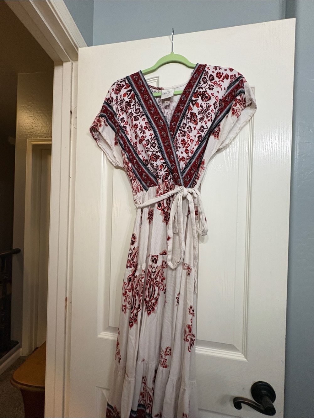 Knox Rose White Maxi Dress with Red Floral Print